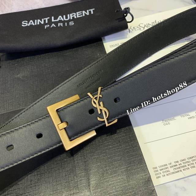 Saint Laurent女士皮帶 聖羅蘭金扣小牛皮腰帶  jjp1757